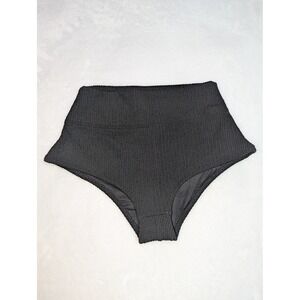 Victoria's Secret PINK Black Smocked High Waisted Bikini Bottom Size M